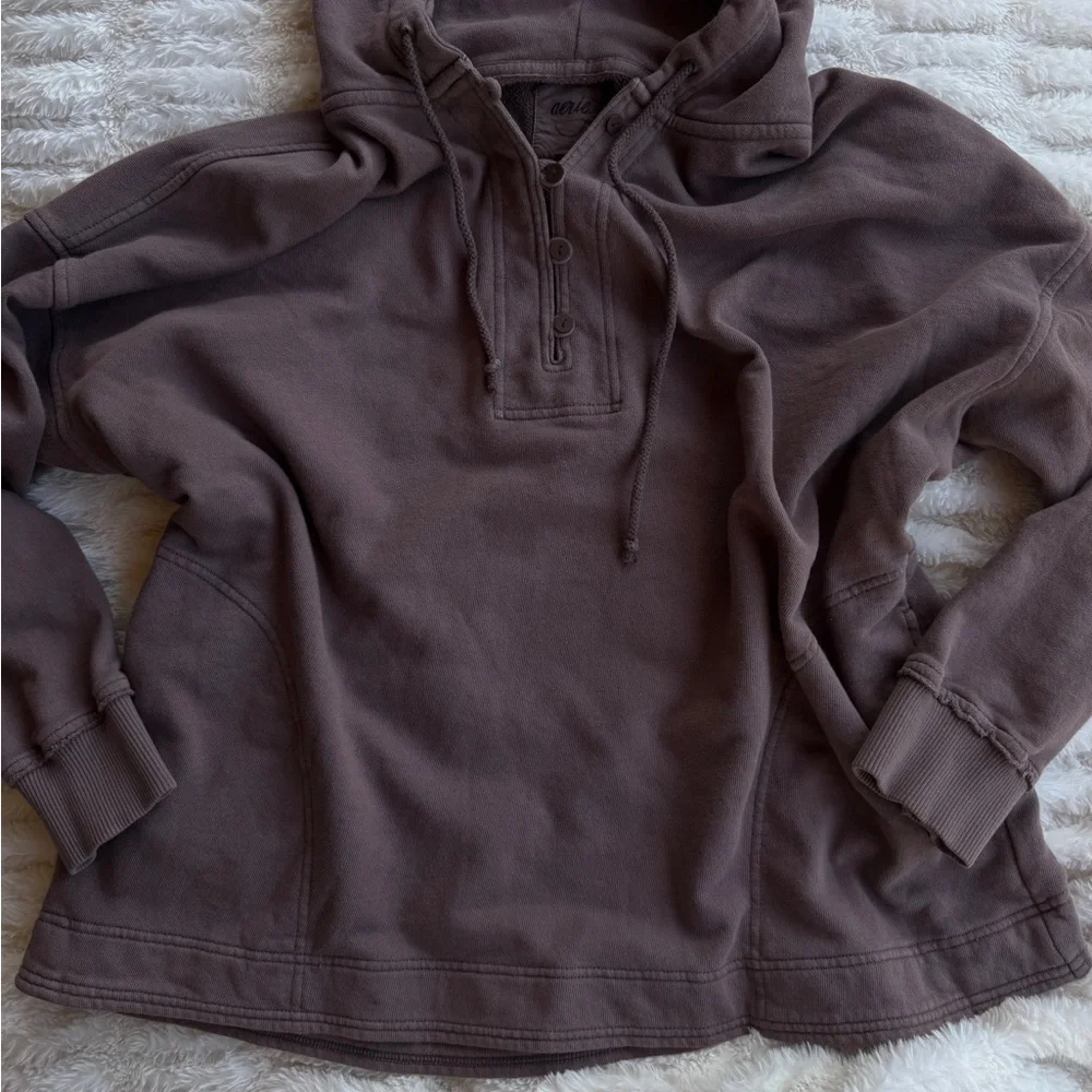 Aerie Brown Hooded Oversized Sweatshirt Sz Large - Picture 1 of 8